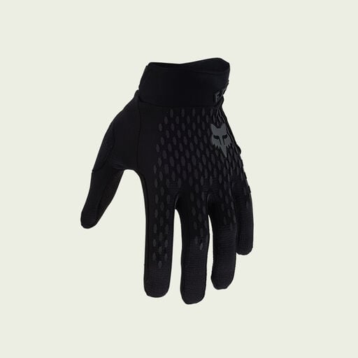 dark mtb glove on green background