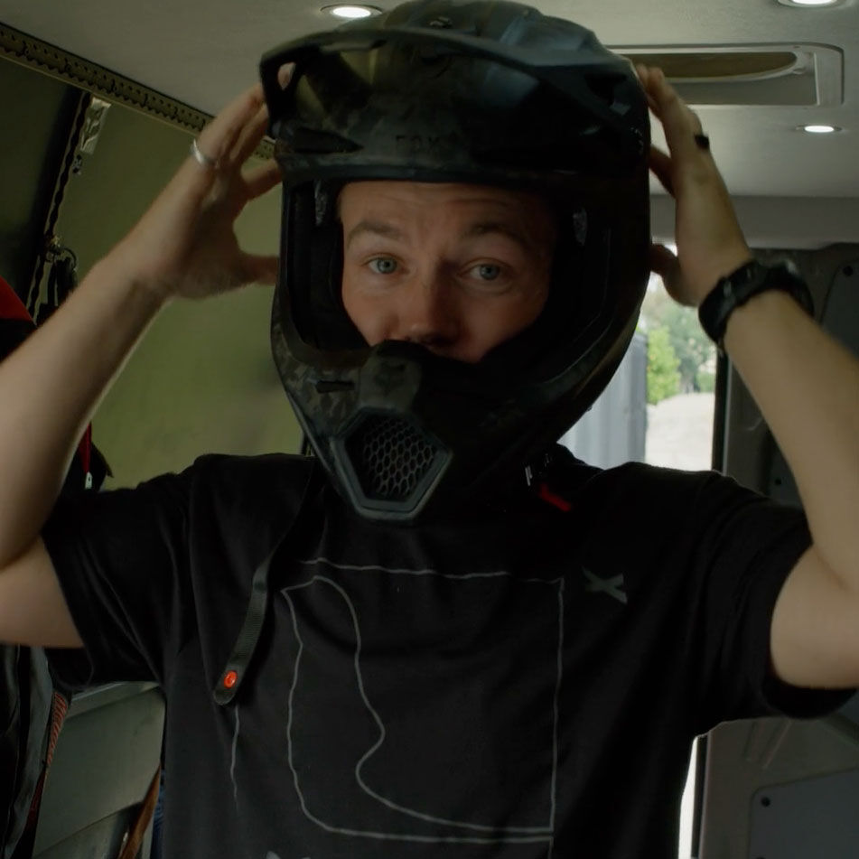 Checking helmet fit on your head.