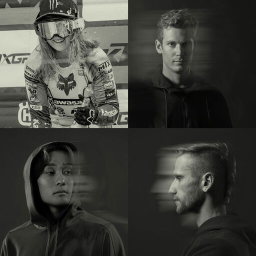 Four athletes in black and white.